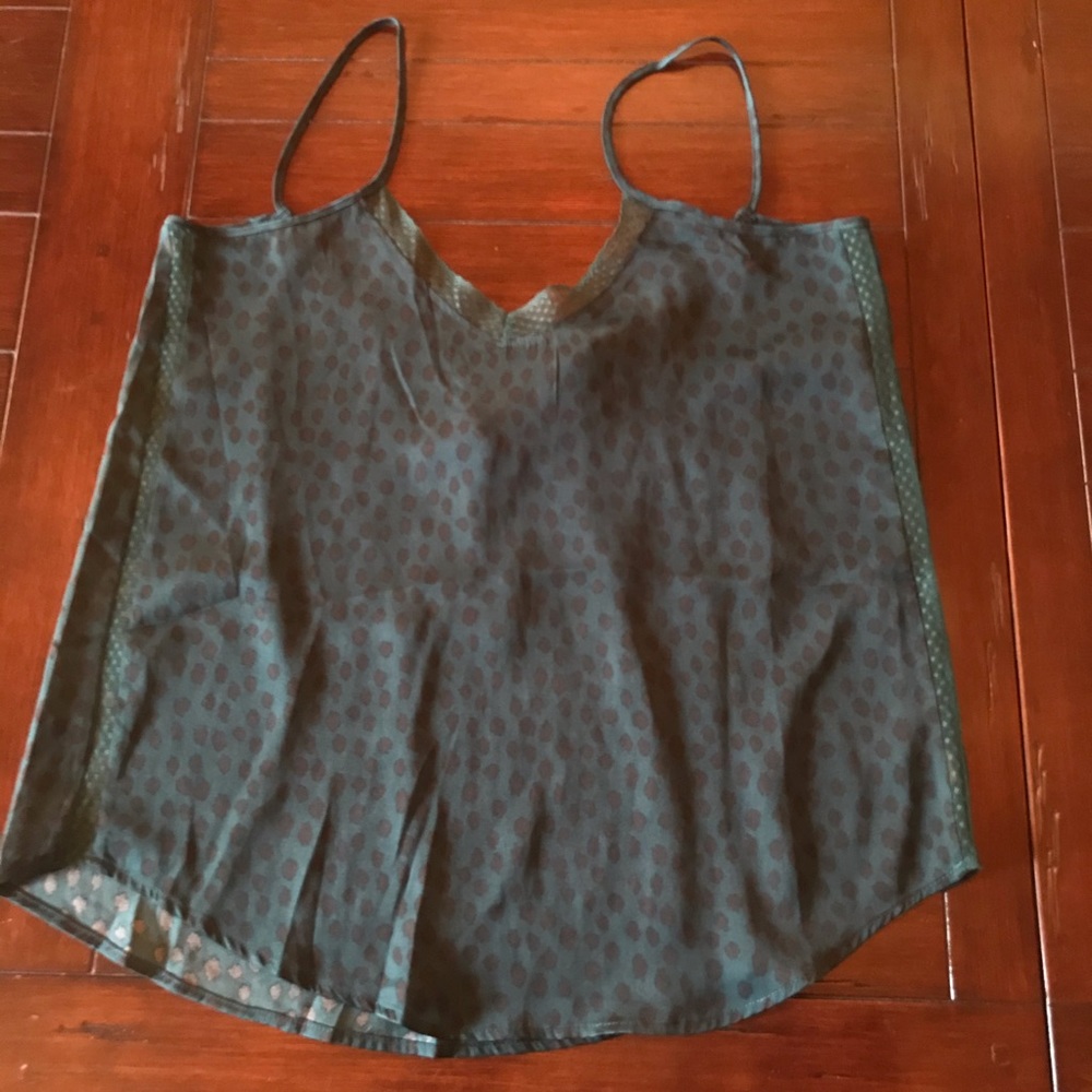 Aerie Cheetah Print Green Satin V neck Tank